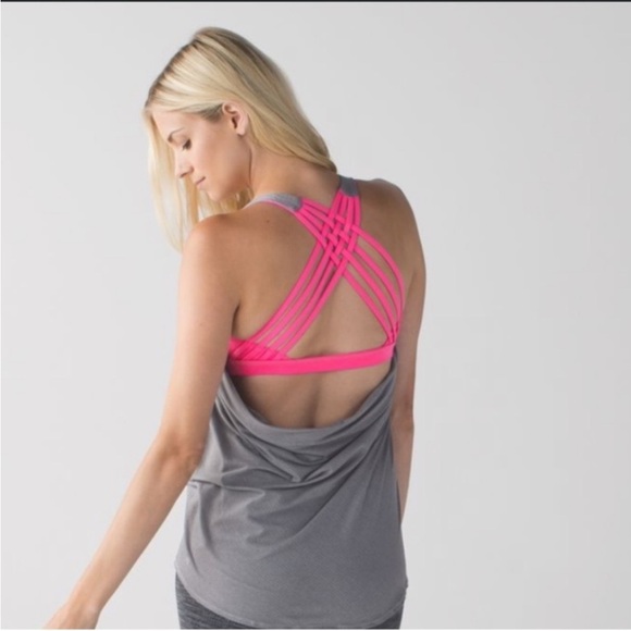 Lululemon Athletica Gray and Pink Strappy Back Top - Picture 1 of 8